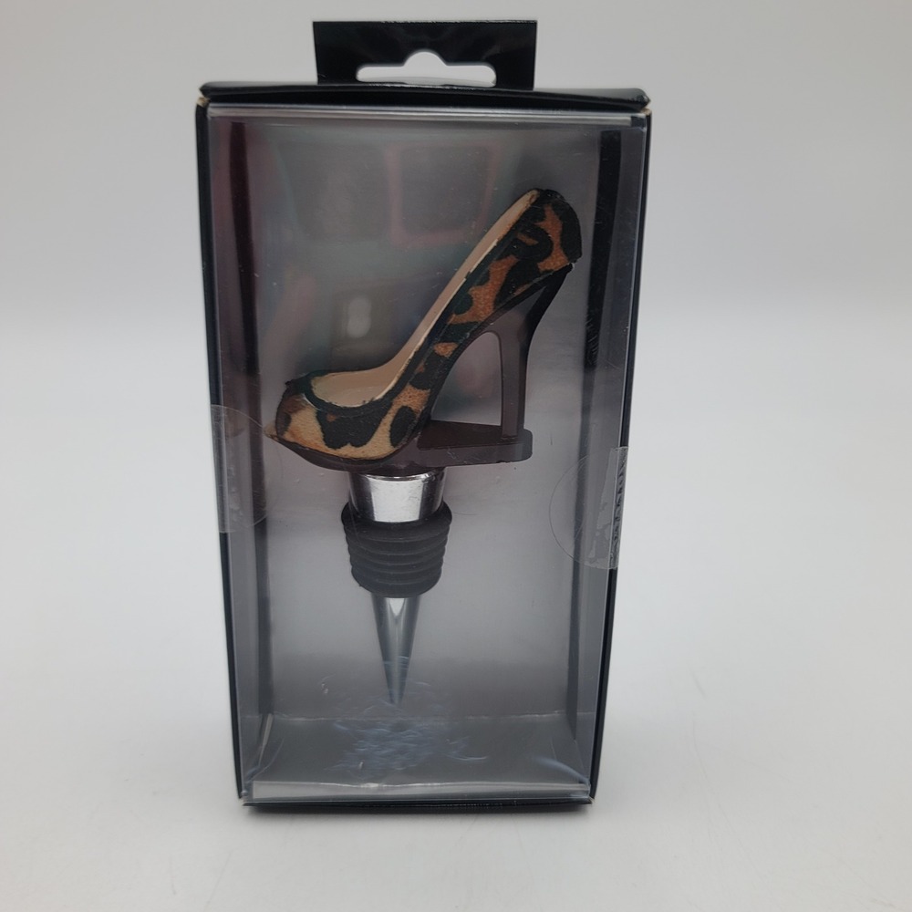 Wild Eye Designs Leopard Print High Heel Wine Bottle Stopper Stiletto New